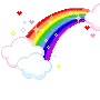 rainbow with heart falling down