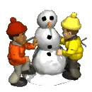 kids with snowman