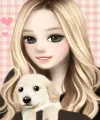 Blonde with puppy