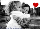 Two girls hug