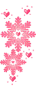 snowflake and pink hearts