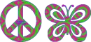 Groovy animated Peace sign and Butterfly