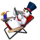 snowman making sun bathing