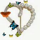 PEARL DIAMOND HEART BUTTERFLYS