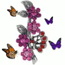 GLITTERY PURPLE DIAMOND FLOWER BUTTERFLYS