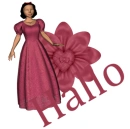Woman stands on flower