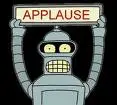 robot with applause sign