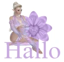 Woman sitting on flower