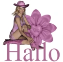 Woman sitting on flower