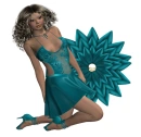 Woman kneels on Flower