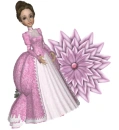 Woman stands on flower