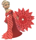 Woman stands on flower