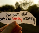 alive but barely breathing.