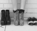 Black and white shoes.