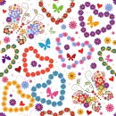 seamless glitter butterfly heart flowers spring background