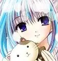 Cute girl holding a kitty toy