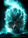 Glittery Blue Flaming Skull