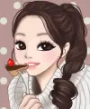 girl eating cake