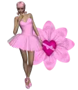 Woman stands on flower