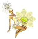Woman sitting on flower