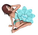Woman sitting on flower