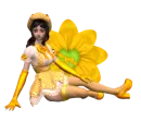 Woman sitting on flower
