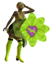 Woman stands on flower