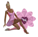 Woman kneels on flower