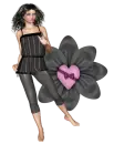 Woman stands on flower