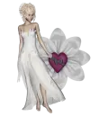 Woman stands on flower