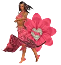 Woman stands on flower