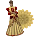 Woman stands on Flower