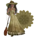 Woman stands on Flower
