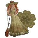 Woman stands on Flower
