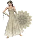 Woman stands on Flower