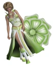 Woman stands on flowers