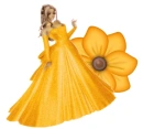 Woman stands on flowers