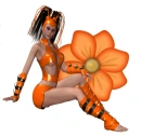 Woman sitting on flowers