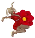 Woman kneels on flower