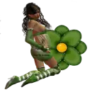 Woman kneels on flower