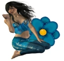 Woman sitting on flowers