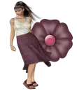 Woman stands on flowers