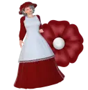 Woman stands on flowers