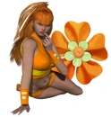 Woman sitting on flowers