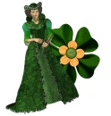 Woman stands on flowers