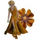 Woman stands on flowers