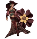Woman stands on flowers