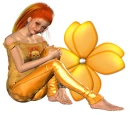 Woman sitting on flowers