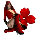 Woman sitting on flowers