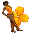 Woman stands on flowers